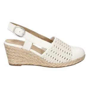 Easy Street Womens Taffy Espadrille Slingback Casual Sandals Casual Mid Heel 2-3" - White