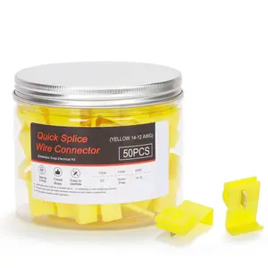50PCS Yellow Quick Splice Wire Connectors 12-10 AWG | IDC Solderless Snap Lock Crimp Terminal | Self-Stripping Insulated Electrical Splice Connector for Automotive, Marine & Heavy-Duty Wiring