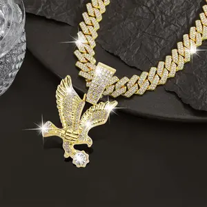 Unisex Miami Cuban Pendant Necklace - Dazzling Full Diamond Inlay, Fashionable Hip-Hop Jewelry, Exquisite Cuban iced Chain Design, Ideal for Trendsetters and Fashion Lovers