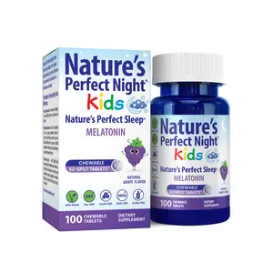 Nature's Night Nature's Perfect Night Kids 100 Count Natural Grape Flavor Sugar Free Vegan Gluten Free Allergen Free Non-GMO Chewable Melatonin Tablets