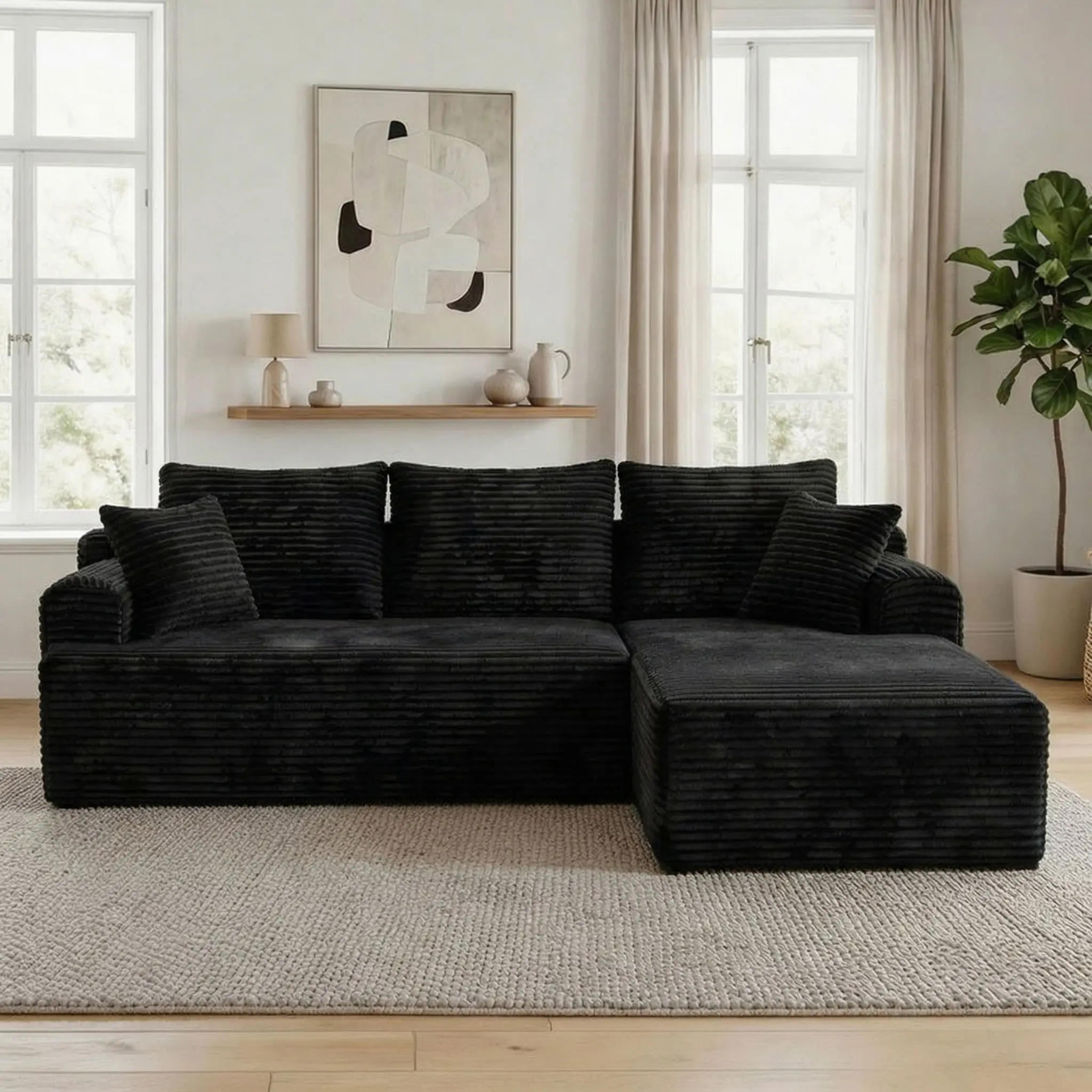 95"Black-Right Chaise