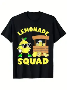 Men'Sunisex's Lemonade Squad Graphic TShirtHeavyweight SmCrewneck Tee with Lemon Cart DesignLemonade Print SXXXL Sizes Black with Yellow LetteringCasual Summer Outfits LHappy Mother Day Shirt for Mom Best Mom Ever Graphic Tee Gift