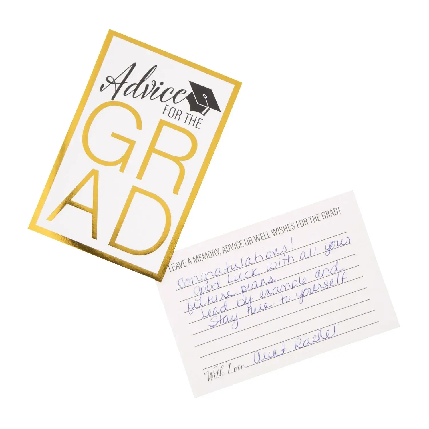 4x6 in Graduation Advice Cardstock Cards - White & Gold, 24-Pc, for Graduation Party Encouragement, Well Wishes & Memories (Office Stationery Supplies)