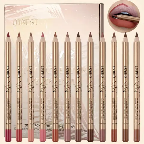 12PCS Matte Lip Liner Set,Waterproof Lipstick Liner Slim,High Pigmented Creamy Lipliners Pencil,Non-fading Long Lasting Lip Liner Pencil for Women