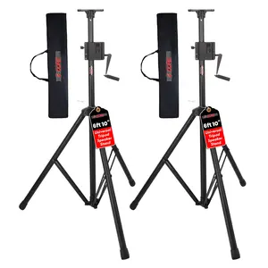 5 Core Speaker Stand Pair Crank Up Height Adjustable PA DJ Tripod Monitor Stands Heavy Duty w 35mm Insert