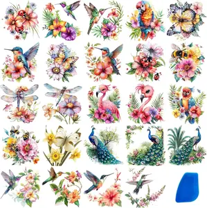 24 Sheets Vintage Rub On Transfers for Crafts, Cold IOD Transfers Stickers for Wood，Furniture Decals, Glass, Porcelain, Leather, Canvas, Fabric Projects,3 * 3inch(Insects Birds)