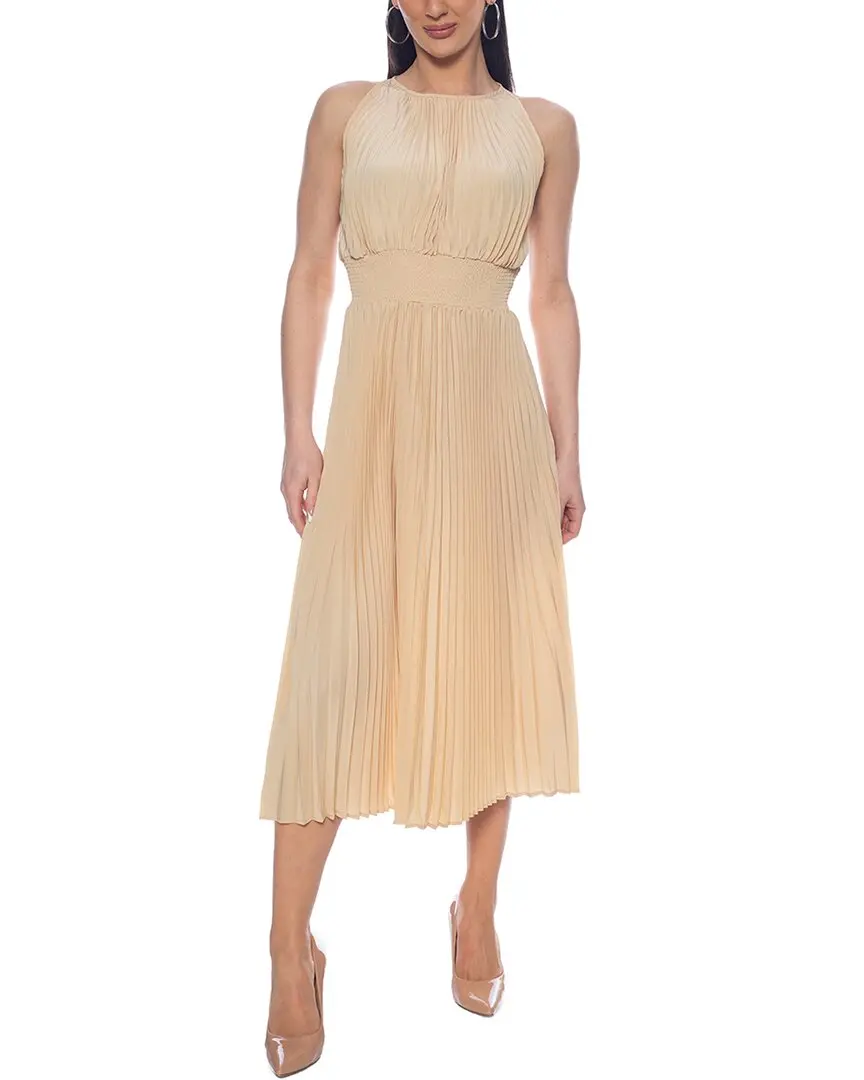 Oleg Cassini Smocked Midi Dress