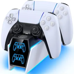 PS5 Controller Charger Station Compatible with PlayStation 5 Faceplates Edge & Dual Controller, PS5 Accessories Charging Station, PS5 Charging Dock Stand with LED Indicators & Charging Cable springtok