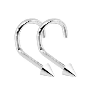 18G Nose Screw Stud Surgical Steel Nose Rings Piercing Nose Rings Studs 3mm Spike End Nostril Nose Piercing Jewelry - 2-Pack