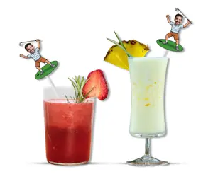 Personalized Golfer Player Face Straws