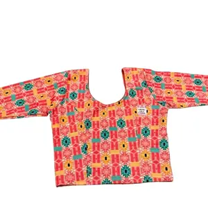Stretchable Fashion Dhaka Blouse Traditional Wear Fit for 34-38 with Colorful Geometric Pattern