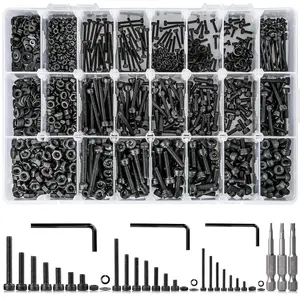 1710Pcs Metric Bolt Assortment M2 M3 M4, 21 Sizes 4MM to 30MM Upgraded Zinc Plated Hex Socket Head Cap Machine Screws, 12.9 Alloy Steel Bolts and Nuts Kit Screws Nuts and Washers