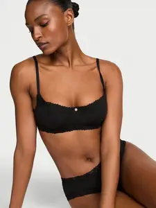 Victoria's Secret T-Shirt Cotton Lace-Trim Lightly Lined Balconette Bra