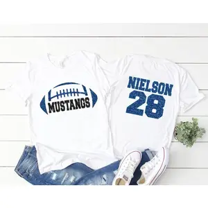 Custom Football Mom Shirt, Personalized Football Shirt, Game Day Football T-Shirt, Name and Number Shirt, Grandma Shirts ZK