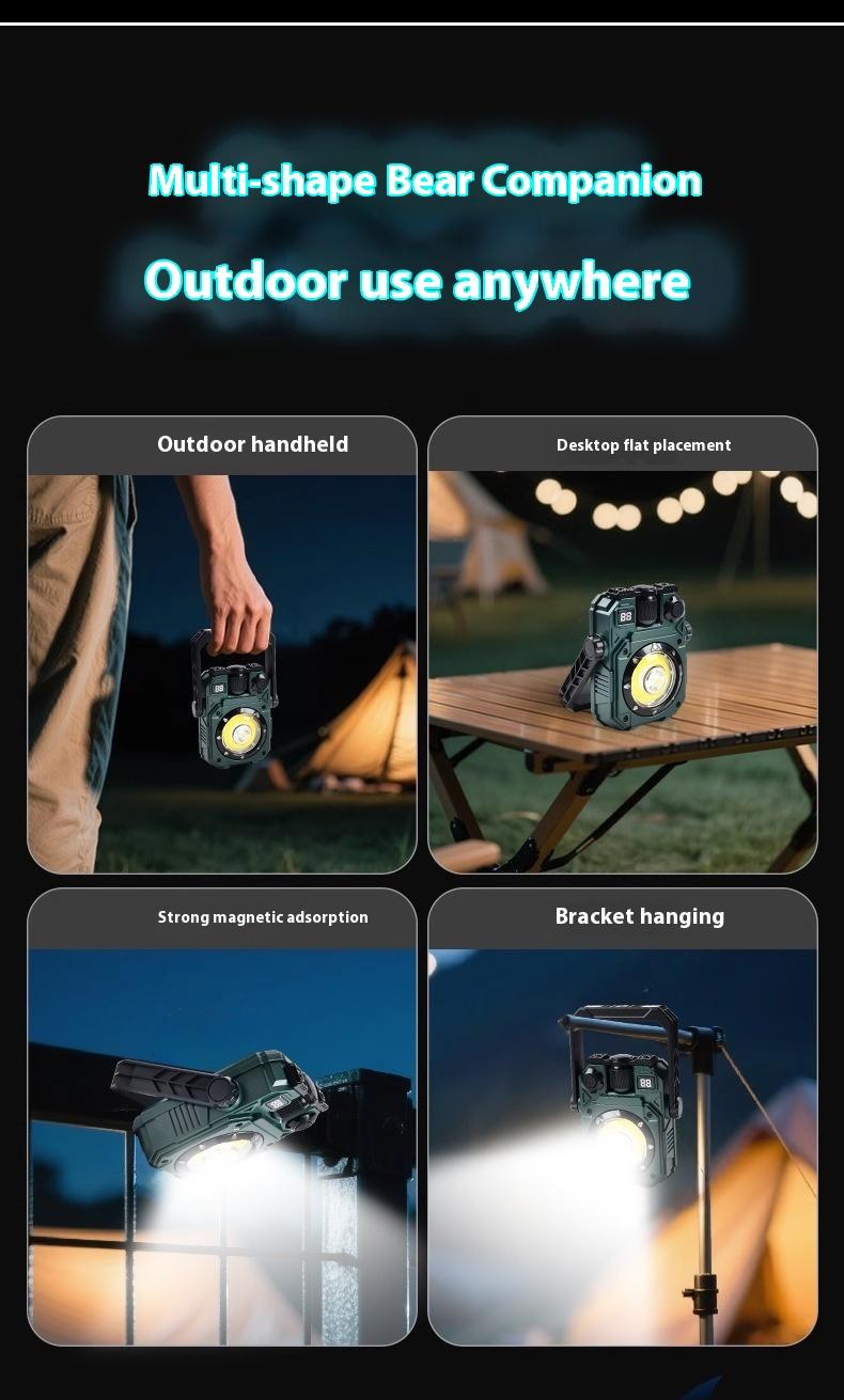 WorkLight Camping Light With Built-in Power Supply, Type-C Rechargeable, Outdoor Light, Multiple Light Sources, Dimming, Emergency Transition, Rainbow Cycle Multi-functional Flashlight.