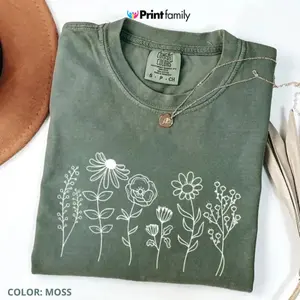 Comfort Colors Wildflower Shirt, Floral Cottagecore Shirt, Botanical T-Shirt, Aesthetic Tee, Cute Gift, Aesthetic Tee, Cotton Shirt - Printfamily