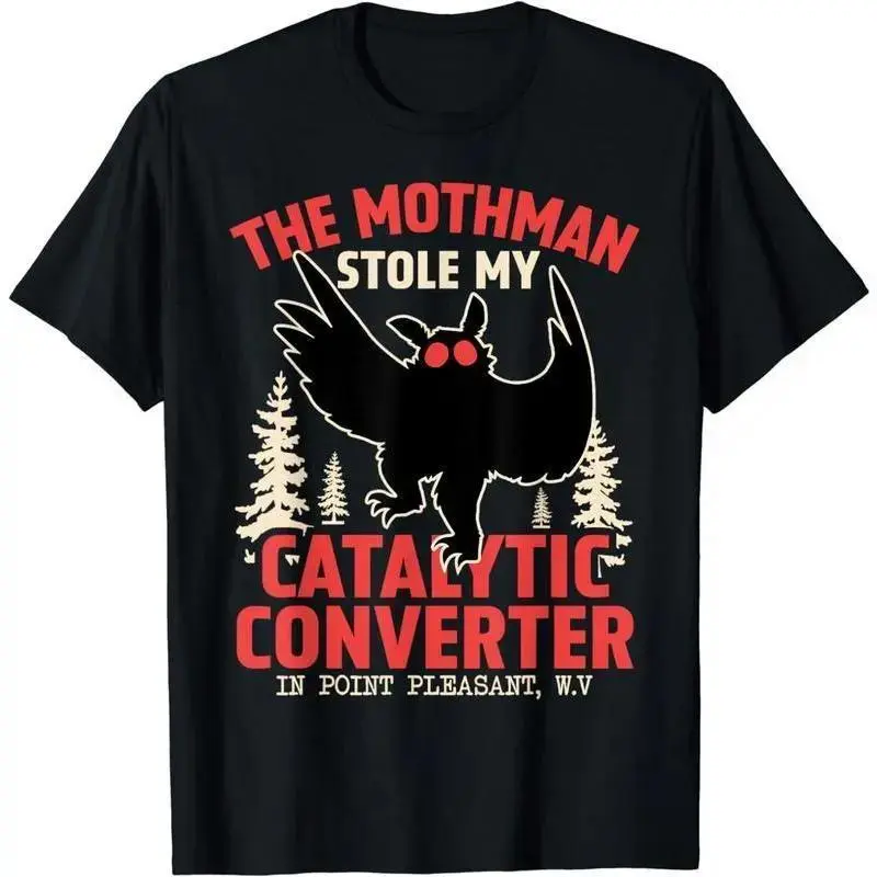 Men's Mothman Cryptid Graphic Tshirt - Round Neck, Funny, Casual Short Sleeve Cotton Catalytic Converter Streetwear Top