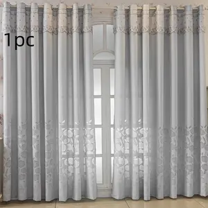 1pc French Vintage Light Rose Embroidered Sheer Curtain, Lace Trimmed Drapes for Living Room Bedroom Floor-To-Ceiling Window Decor