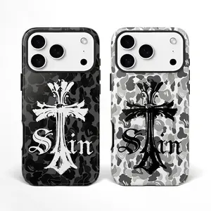 Camo B- Apé x Chrome Hearts Cross Tough Phone Cases Satin cover for iPhone 17 Series Protective Cover Case for iPhone 17 Pro Max 17 Pro 17 16 15 14 13 12 11