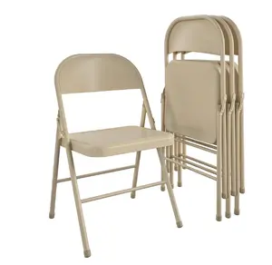 Mainstays All Steel Metal Folding Chair 4 Pack | Heavy Duty Portable Folding Chairs for Dining Room, Office, Events, Parties, Camping and Extra Guest Seating, household items