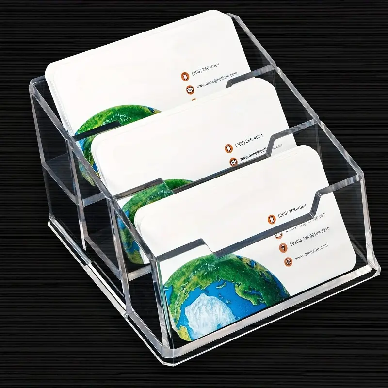1pc Acrylic Business Card Holder Transparent Business Card Holder, 3 Layers of High-grade Acrylic Transparent Business Card Holder, Corporate Work Desk Accessories