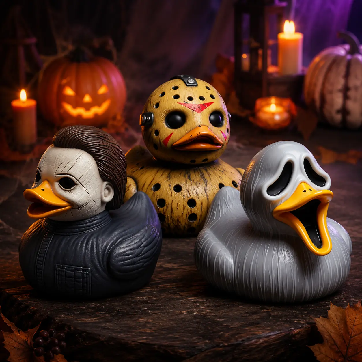 Creepy Cute Horror Duck Resin Figurine Collectible Set - Spooky Shelf Decoration, Unique Gift for Horror Enthusiasts