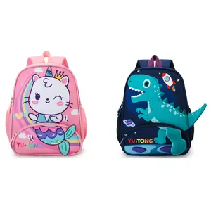 Backpack with Cartoon Animal Print, Expandable Design, Lightweight Nylon, Unicorn, Dinosaur