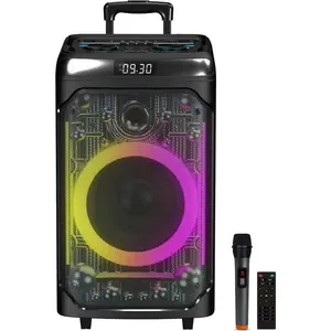 IQ Sound 12 Inch Rechargeable Bluetooth Party Speaker 100W LED Light Show FM Radio Mic Guitar USB AUX TWS Portable IQ-7612DJBT