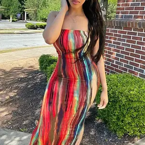 Women's Tie Dye Printed Sleeveless Dress - Casual Chic Lady Comfort - Womenswear plus size