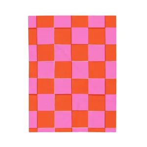 Pink & Red Checkered Retro Checkerboard Preppy Print Social Justice Protest Activist Print Soft Cozy Arctic Fleece Blanket