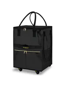 Large Reusable Shopping Bag with Wheels, Foldable Grocery Cart, Zipper Closure, Lightweight Design, Holds Up to 66 Lbs