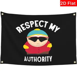 2D Flat Banner Respect My Authority Polyester Meme Flag, Wall Decoration Home Bedroom Decor Gift for University Dorms, No Power Needed