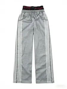 New Fashion Trends Double Waist Plaid Patchwork SweatPants Baggy Wide Leg Sweatpants for Men and Women Loose Long Pants with Pockets