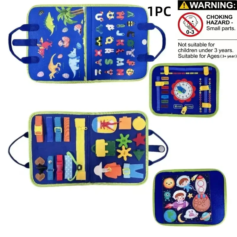 Busy Board Montessori Toy, 1 Count Preschool Activity Board for Learning Fine Motor Skills, Educational Toy for Boys and Girls