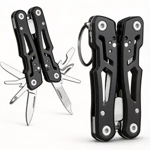 Ultra-Compact 14-in-1 Multitool Pliers – Stainless Steel, Waterproof, Foldable Grip, Hollow Design, Built-in Screwdrivers & Saw – Camping & Survival Gear, Great Gift for Men & Women (Black)