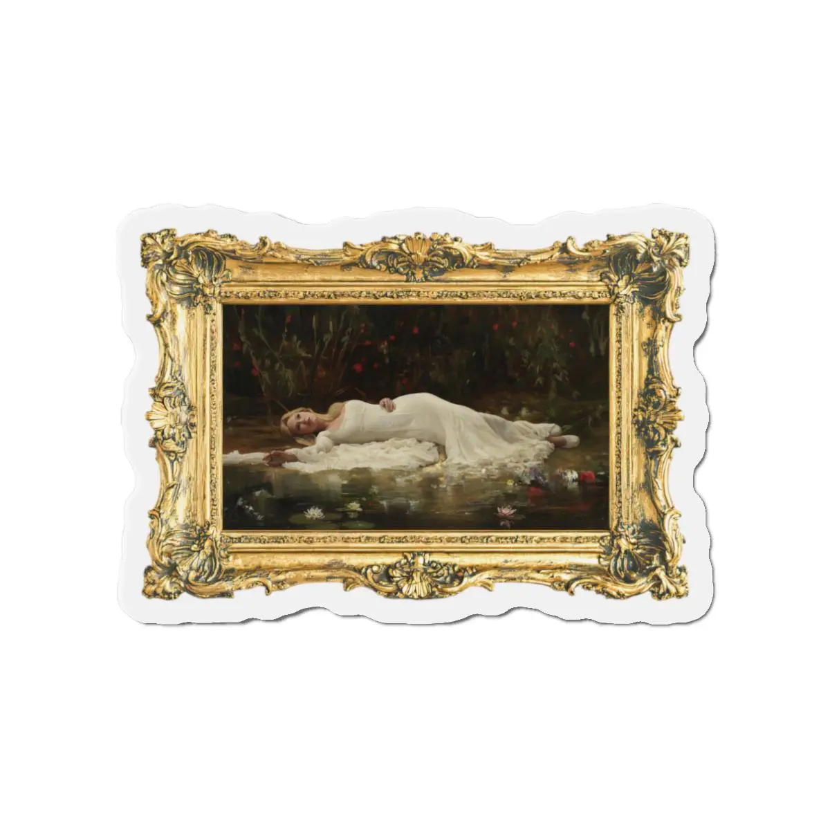 Ophelia-Inspired Framed Art Magnet | Classical Romantic Miniature Wall Art
