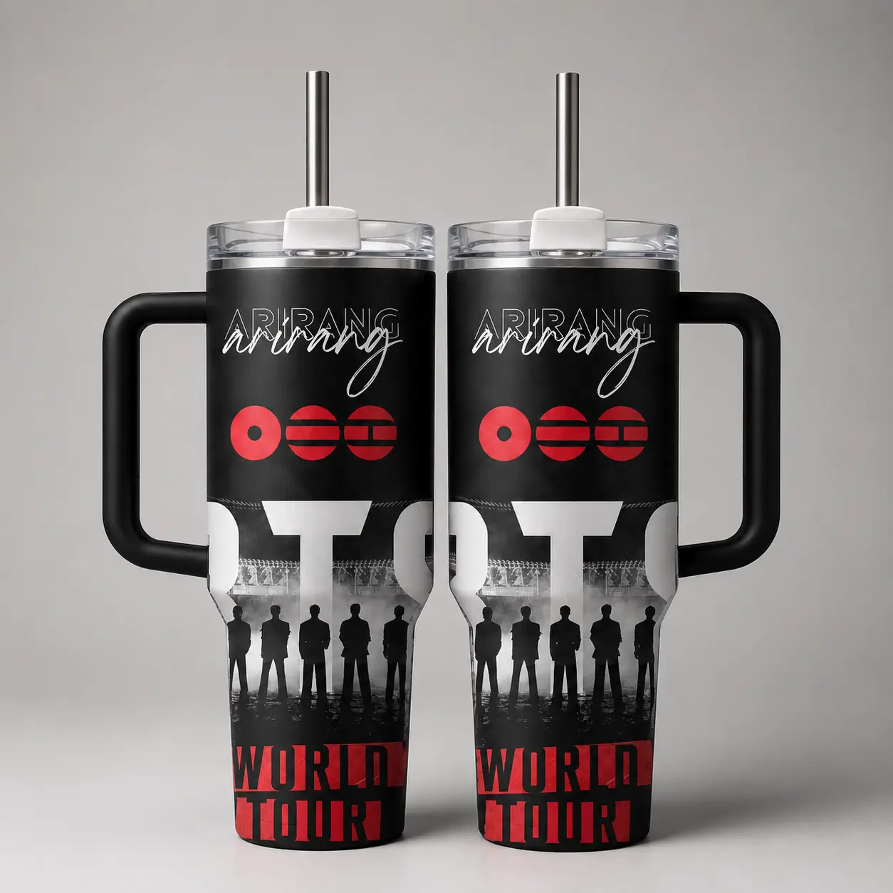 Arirang World Tour ,40oz 20oz Kpop Inspired Tumbler Cup – Boy Band Fan Gift, Insulated Travel Mug with Straw Lid, Aesthetic Idol Design