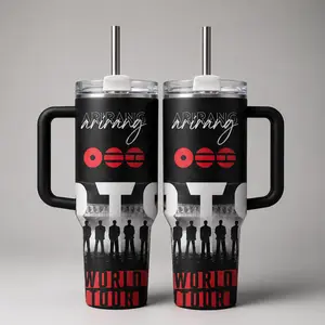 Arirang World Tour ,40oz 20oz Kpop Inspired Tumbler Cup – Boy Band Fan Gift, Insulated Travel Mug with Straw Lid, Aesthetic Idol Design