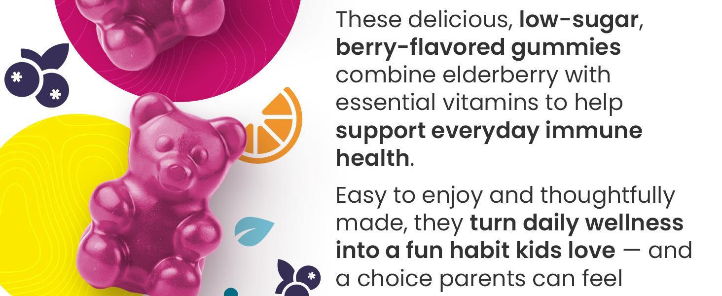 Elderberry Gummies for Kids with Vitamin C & Zinc | Immune Support Supplement for Children | Daily Defense for Seasonal Changes | Natural Antioxidants | 60 Count Elderberry Gummies for Kids with Vitamin C & Zinc | Immune Support Supplement for Children | Daily Defense for Seasonal Changes | Natural Antioxidants | 60 Count