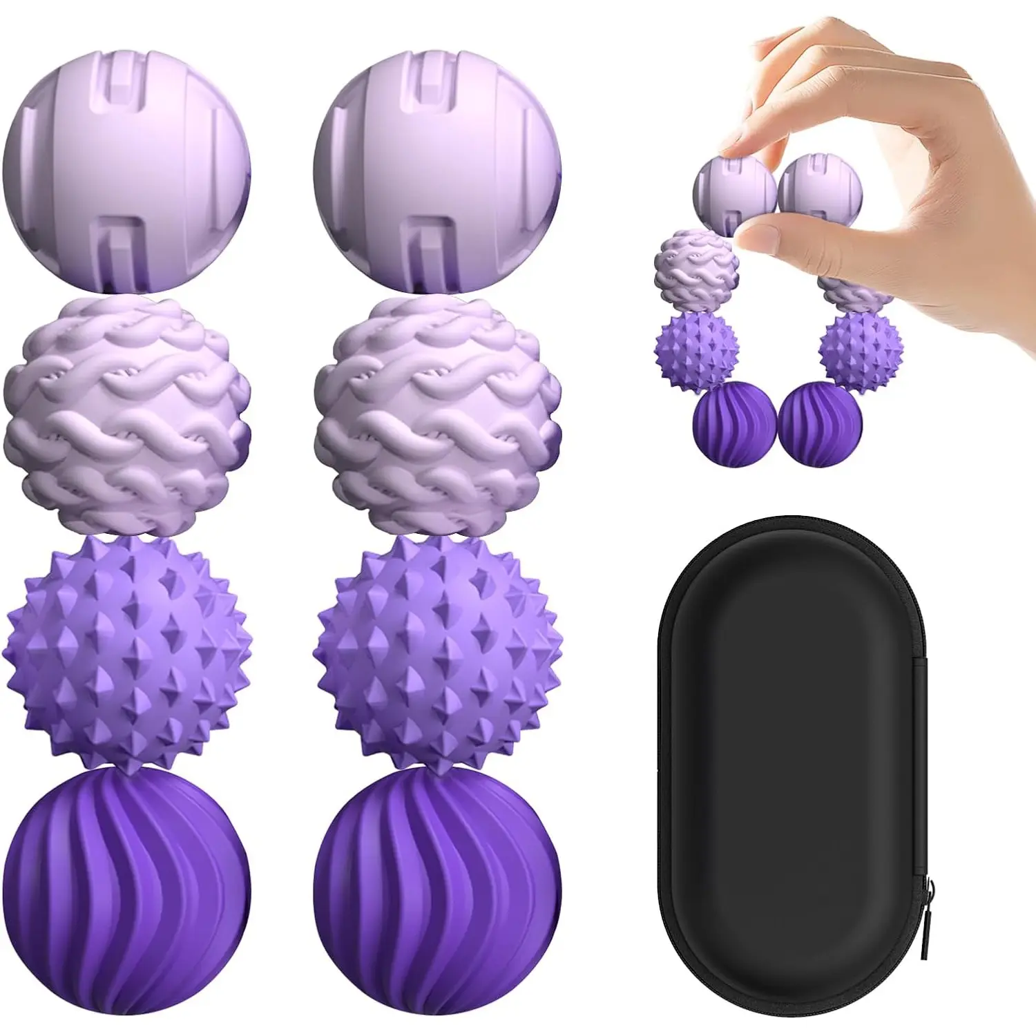 8 Counts Silicone Magnetic Fidget Toys, Textured Sensory Stress Relief Decompression Squeeze Balls, Desk Toy for Office & Home, Cool for Men & Women, Stress Relief Tools