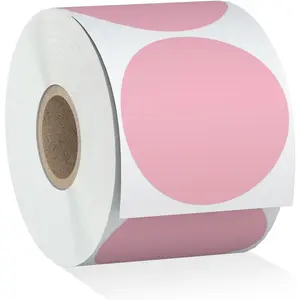 2" 750 Labels Deep Coral  Circle Direct Thermal Stickers Labels Roll Compatible with , Rollo, MUNBYN, Self-Adhesive Round Direct Thermal Labels