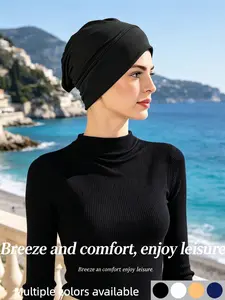 Muslim Headscarf Hat Solid Color Simple Design, Soft Fabric Comfortable Skin-Friendly, Versatile Style for Daily Wear, All Seasons