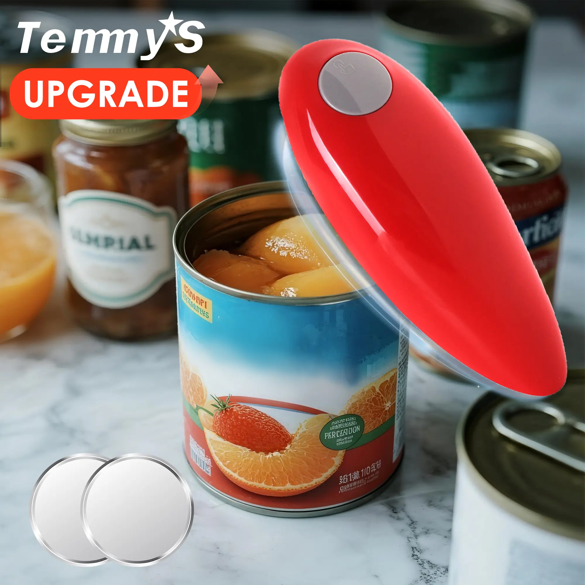 Electric Automatic Can Opener, One Touch Smooth Edge Kitchen Gadget, Hands Free Battery Powered Can Opener for Seniors, Easy Opening Tool for Home, Travel and Camping