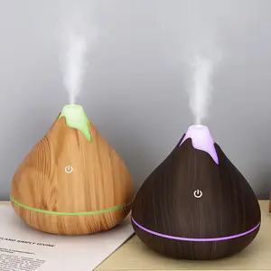 Desktop USB Powered Humidifier with Colorful Lights for Home and Office, Silent Air Aromatherapy Wood Grain Humidifier