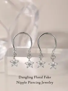 2PCS Non Piercing Nipple Jewelry, Adjustable Dangling Fake Nipple Rings Nipple Jewelry, Non Piercing Nipple Jewelry Faux Piercing Jewelry