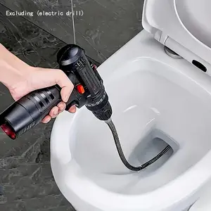 Electric Drain Cleaner 5m/196.85inch, Pipe Cleaning Spring, Sewer Toilet Floor Drain Cleaner, Integrated Head, 1pc