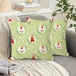 Christmas Gingerbread Man Throw Pillow Covers, Decorative Cushion Case with Zipper, Square, Cute Festive Home Decor, Perfect Gift for Xmas Lovers