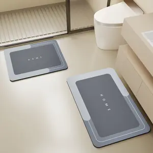 Bathroom Mat 2-Piece Set, 0.3-Inch Thick Absorbent Quick-Dry Mat, Rubber Anti-Slip Foot Pad, Suitable For Bathroom Entrance, Toilet, Washroom, Under Sink, Kitchen Damp Areas, Hotels, Guesthouses, Etc.