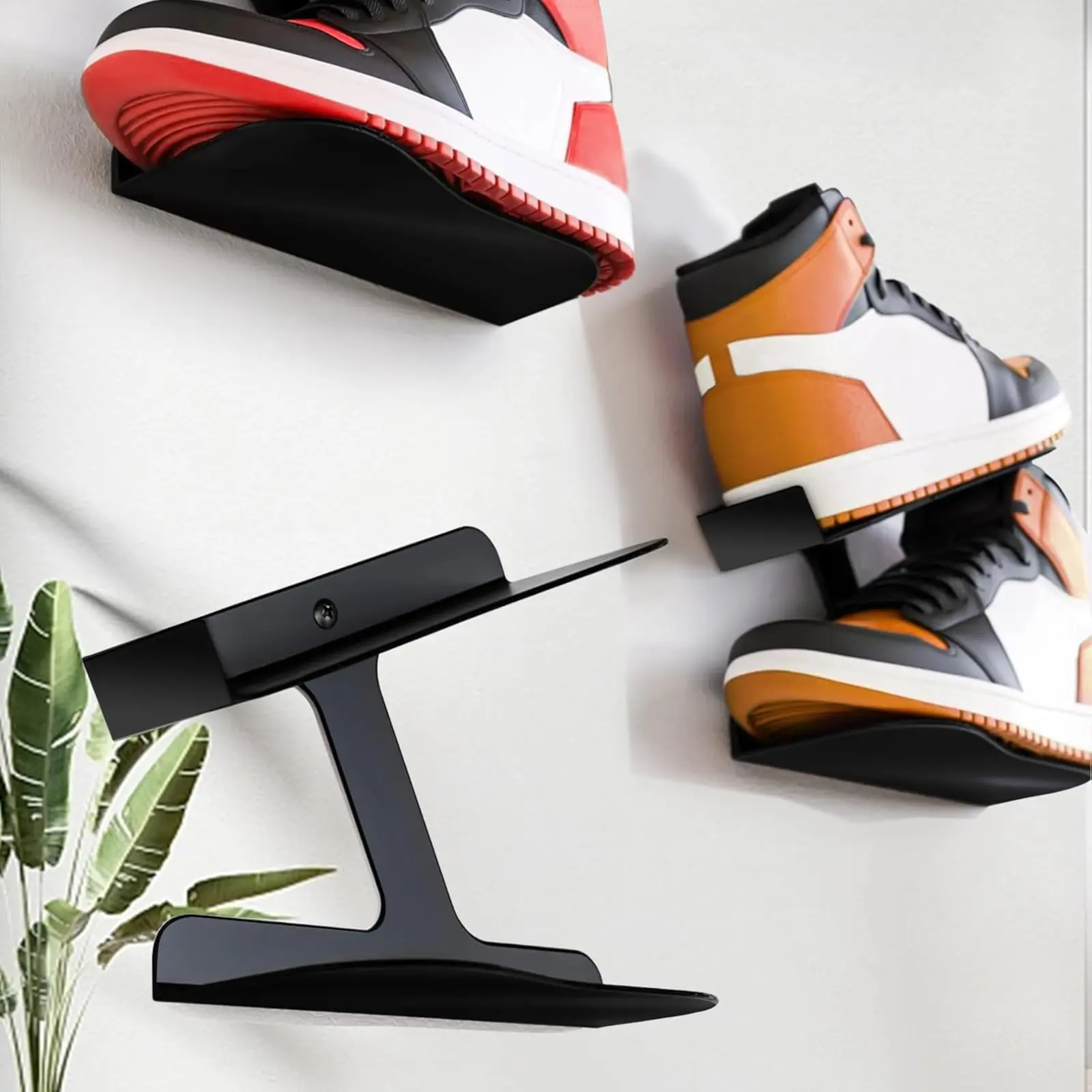 Single-Layer Metal Wall-Mount Floating Shoe Rack - Durable Space-Saver Home Organizer for Sneaker Storage, Ideal for Collectors and Enthusiasts