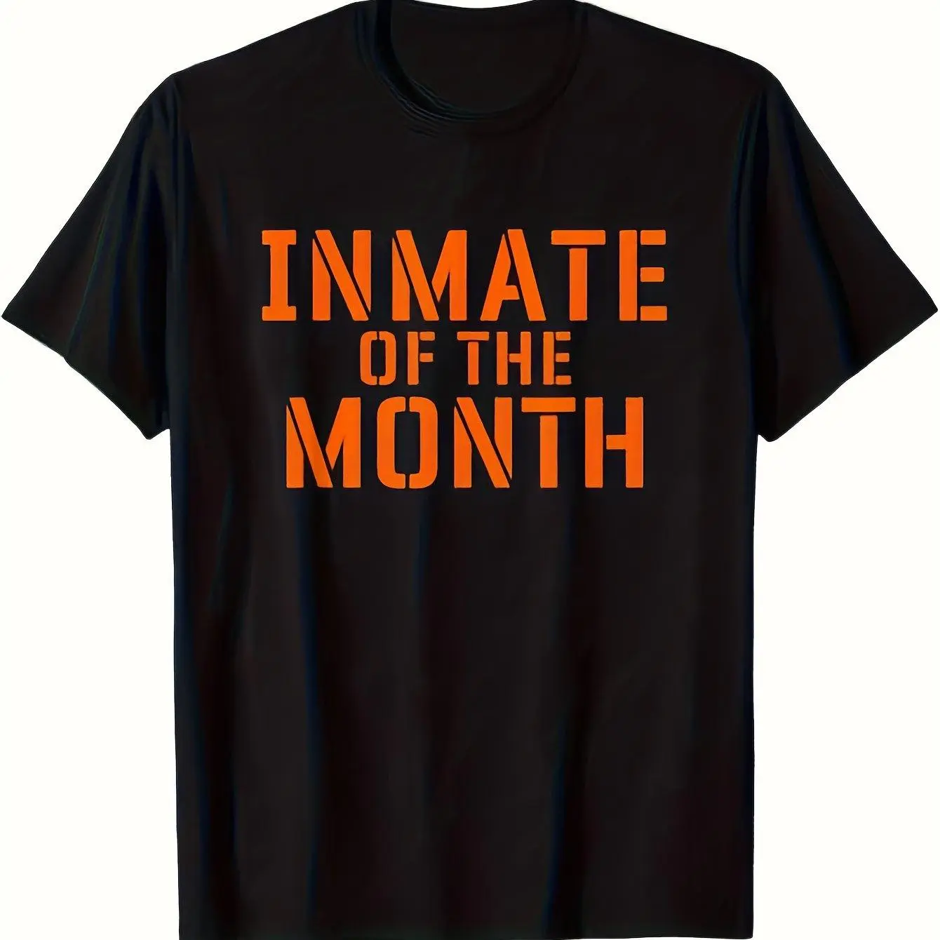 100% Cotton Humor Print T-Shirt Inmate of The Month Prison Jail Funny Halloween Easy Costume T-Shirt, 100%, Gift for Men Women